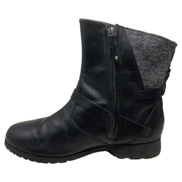 Teva De La Vina Boots Black Waterproof Leather Gray Wool Women's Sz 10 1005514 - Picture 4 of 10